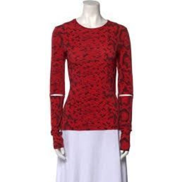 Preen By Thornton Bregazzi Stretch Red Serpent Long Sleeve Top NEW NWT - Picture 1 of 8